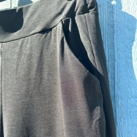 C-Mode Straight Pull On Black Pants Stretch High-Rise Soft Lounge size L - Picture 3 of 7